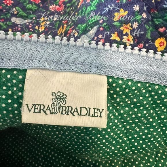 Vintage VERA BRADLEY Bluebird 1998 Original Duffle Bag Blue Green Floral Quilted - Picture 13 of 14